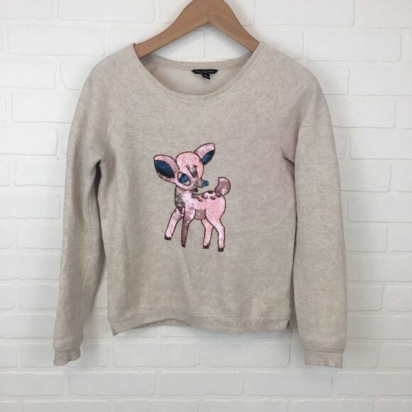 American Eagle Sequin Deer Crewneck Sweatshirt - Picture 1 of 6